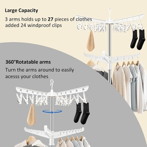 Séchoir à linge pliable multifonctionnel Bras de suspension rotatifs pour la maison, l'extérieur, le voyage et le salon en tissu métallique - Product Image 2