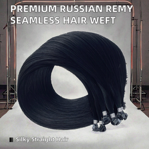 Extensions de cheveux russes de haute qualité, cheveux humains bruts non traités, pointes plates invisibles sans couture, cheveux lisses et ondulés - Product Image 2