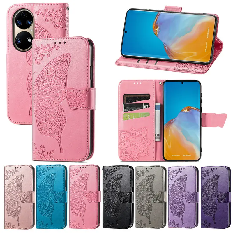 Classic Folio Flip Wallet Leather Phone Case For Huawei P50 P40 Lite P30 Pro P20 Mate 40 30 Y9A With Magnetic Buckle Book Cover