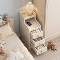 Table de chevet minimaliste moderne extra-étroite, armoire latérale large et basse pour chambre à coucher dans les espaces restreints