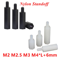 M2 M2.5 M3 M4 M5 M6 Noir Blanc Hex Nylon Carte Mère Entretoises Fileté PCB Support Conseil Rack Piliers Espacement Vis Écrous
