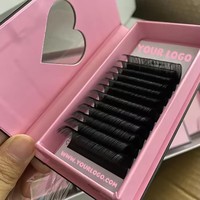 Marque privée Méga extensions de cils Logo OEM Extensions de cils individuelles en vison velours cachemire noir mat foncé Plateau à cils