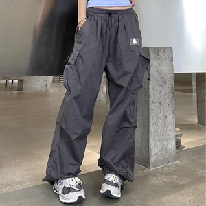 Wholesale Sport Uniform Wide Cargo Pants Custom Logo Elastic High Waisted Lounge <b>Jogger</b> Sweatpants <b>Baggy</b> <b>Women</b>’s Cargo Pants - Product Image 4
