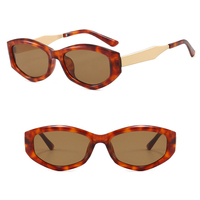 Lunettes de soleil unisexes DL Cat Eye Polygonal Round Frame avec protection UV400, logo personnalisé, verres en PC