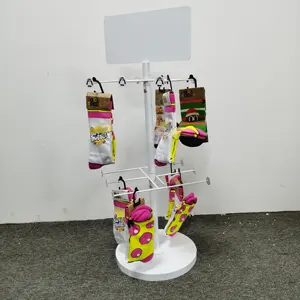 Racks für Small Commodity Store Sale Hut Socken Display Stand mit Haken Drehbares Metall Display Regal Custom ized Color 100 Sets