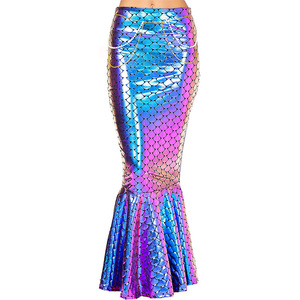 Mermaid Fishtail Skirt High <b>Waist</b> Sequined Shiny Women's Cosplay Dress Long Skirt - Product Image 5