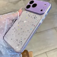 Coque de téléphone transparente en TPU époxy à paillettes et sequins, à changement instantané, pour iPhone 17, 16, 15, 14 Pro Max, avec grande fenêtre de protection de l'appareil photo