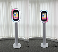 Cabine photo LED RGB compatible iPad et appareil photo avec ventilateur de refroidissement intégré, valise à roulettes, contrôle par application et impression instantanée