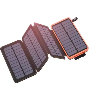 Portable Solar Chargers 4 foldable flexible solar panel 20000mAh 25000mAh 30000mAh Solar Power Bank mini solar panel