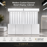 Mobilier de magasin d'optique personnalisé avec vitrine en verre trempé LED, présentoir moderne pour lunettes de vue pour boutique