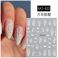 Autocollant pour ongles 3D, squelette punk, style gothique sombre, adhésif, crâne irrégulier, décoration, décalcomanies, 1 pièce