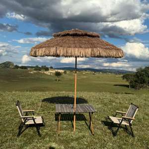 Paraguas de paja impermeable plegable ligero de alta calidad para exteriores para playa y protección solar - Product Image 2