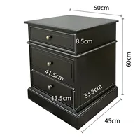 Armoire d'angle moderne en bois massif noir avec 3 tiroirs - Organisateur de rangement gain de place pour salon chambre à coucher avec poignées dorées
