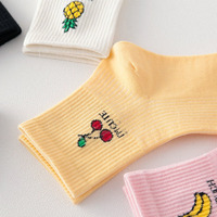 Chaussettes Jacquard à Motifs de Fruits Personnalisés, Colorées, Drôles, Chaussettes Courtes pour Jeunes Filles Adolescentes Mignonnes