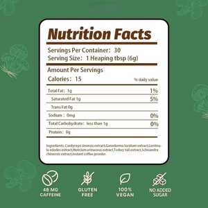 กาแฟผงเห็ดหลินจือและเห็ดหัวลิงออร์แกนิกสูตรเฉพาะสำหรับเพิ่มพลังงาน เสริมภูมิคุ้มกัน และบำรุงสมอง ผลิตตามความต้องการของลูกค้า (OEM) พร้อมรับผลิตภายใต้แบรนด์ของลูกค้า - Product Image 2