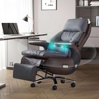 Fauteuil de bureau exécutif ergonomique en cuir blanc de luxe, confortable, inclinable et pivotant, idéal pour PDG, managers et usage domestique