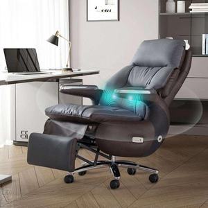 Fauteuil de <span class=keywords><strong>bureau</strong></span> exécutif ergonomique en cuir blanc de luxe, confortable, inclinable et pivotant, idéal pour PDG, managers et usage domestique - Product Image 2