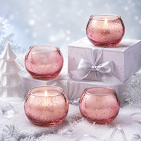 Vase à bougie chauffe-plat en verre mercure rose poudré de qualité supérieure, avec des paillettes dorées, pour un ambiance saisonnière, un mariage, un spa ou comme cadeau