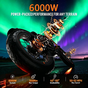 จักรยานไฟฟ้า EAhora Romeo Pro 3 จากโรงงานโดยตรง ระยะทางไกล 5000W มอเตอร์คู่ แบตเตอรี่ลิเธียม 60V 80AH ยางใหญ่ สำหรับใช้งานประจำวัน - Product Image 4