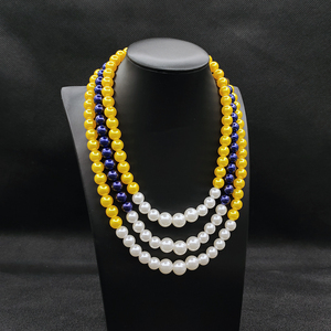 Moda amarillo azul tres capas collar de perlas Sigma Gamma Rho hermanas organización collar de perlas - Product Image 3