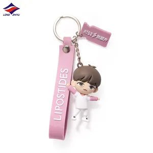 Longzhiyu 17 Anos Fábrica Criador 3D PVC Keychain Logotipo Personalizado Bonito Dos Desenhos Animados Rosa Chaveiro com Fivela de Bulbo Kawaii para Meninas Presente