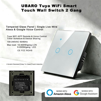 Interruptor de Luz Táctil Inteligente WiFi Tuya de un Solo Cable, Suministro de Fábrica, Placa Trasera de Hierro, Panel de Vidrio, Control por Voz Alexa y Google