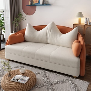Hồng Gấp Sofa Cum Giường Với Giá Vòng Cong Linen Futon Trẻ Em Phòng Sofa Giường Đồ Nội Thất Chuyển Đổi Hiện Đại Gấp Ngủ Sofa - Product Image 6