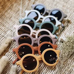 BQ2030 트렌디 키즈 성인 선글라스 UV400 둥근 모양의 선글라스 플라스틱 독특한 색상의 어린이 선글라스