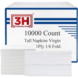 Tovaglioli di Carta Bianchi Piegati 3H, Monouso, 10000 Pezzi (20 Confezioni, 500/Confezione) 1 Velo, Piegatura 1/6, Confezione Grande per Ristoranti, Buffet, Caffetterie, Ricarica - Product Image 1