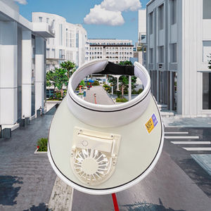 Logo personalizzato esterno grande grondaia vuota superiore USB ricarica estate visiera parasole a tesa larga cappellino promozionale con visiere a ventaglio - Product Image 3