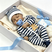 Reborn-Babypuppe, 18 Zoll, dunkle Haut, geschlossene Augen, eingewurzeltes Haar, weiches Vinyl, offener Mund, waschbar, Begleitpuppe, Komfortgeschenk