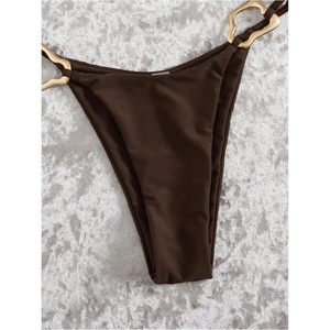 Ensemble de bikini pour femme avec anneau métallique, haut triangle dos nu, coupe haute, 2 pièces, en Spandex et Nylon extensibles - Product Image 5