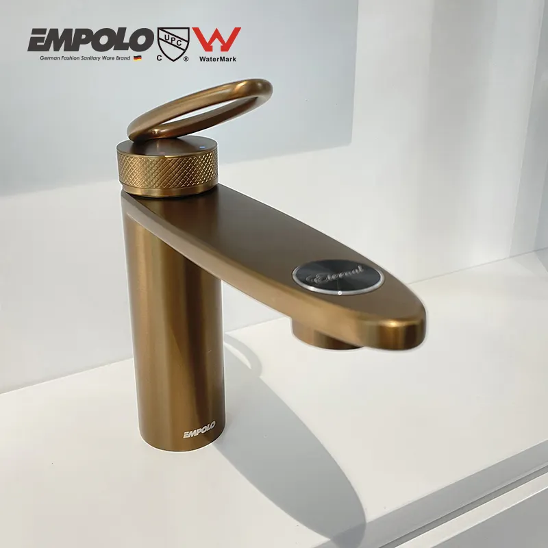 Empolo luxury brush rose gold copper bathroom water faucet hotel water tap mixer Hot and cold water tap mixers