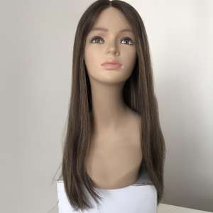 วิกผมคนยิวแบบ100% ผมตรงยาวปานกลางสีบลอนด์ยาวโปร่งใส - Product Image 6