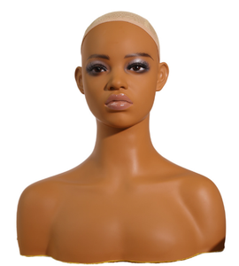Tête de Mannequin Femme en PVC de Haute Qualité, Afro-Américaine, Présentoir à Perruques avec Maquillage Réaliste et Épaules, Vente en Gros - Product Image 2