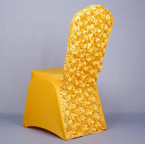 Toptan yeni ışık lüks 3D üç boyutlu gül düğün dekorasyon sandalye kılıfı spandex