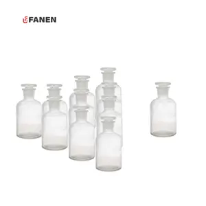 Fanen 125ml Cristalería de laboratorio Botella de reactivo de boca estrecha con tapón hermético Botella de almacenamiento de medios químicos transparente