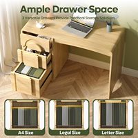 Directiebureau voor thuiskantoor met 3 laden, modern houten computerwerkstation met opbergruimte voor studeerkamer