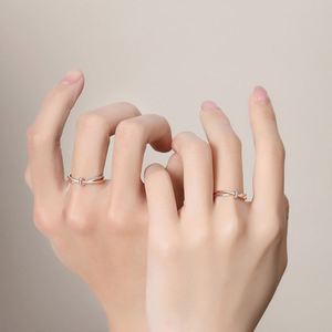 Nuevo Anillo de Boda con Nudo de Amor, Exquisito y Moderno, Anillo de Diamantes Ajustable con Corazón de Color de Lujo, Regalo de Compromiso para Parejas - Product Image 4