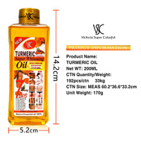 Huile Corporelle Blanchissante Or 200ml au Curcuma, Super Éclaircissante, Qualité Supérieure, Grande Vente pour Éclaircissement de la Peau