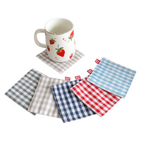 Sous-verre carré isolant thermique en tissu double couche à carreaux, style américain