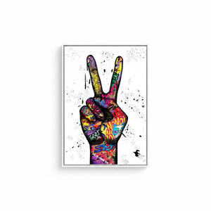 Peace Sign Graffiti Art: Printed Canvas Wall Decor Gift,WHITE <b>FRAMED</b> CANVAS - Product Image 2