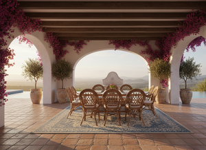 Juego de Comedor JAVA de Ratán Hecho a Mano, Diseño Moderno, Mesa Larga, Muebles de Comedor para Hogar, Villa u Hotel, Calidad Premium - Product Image 4