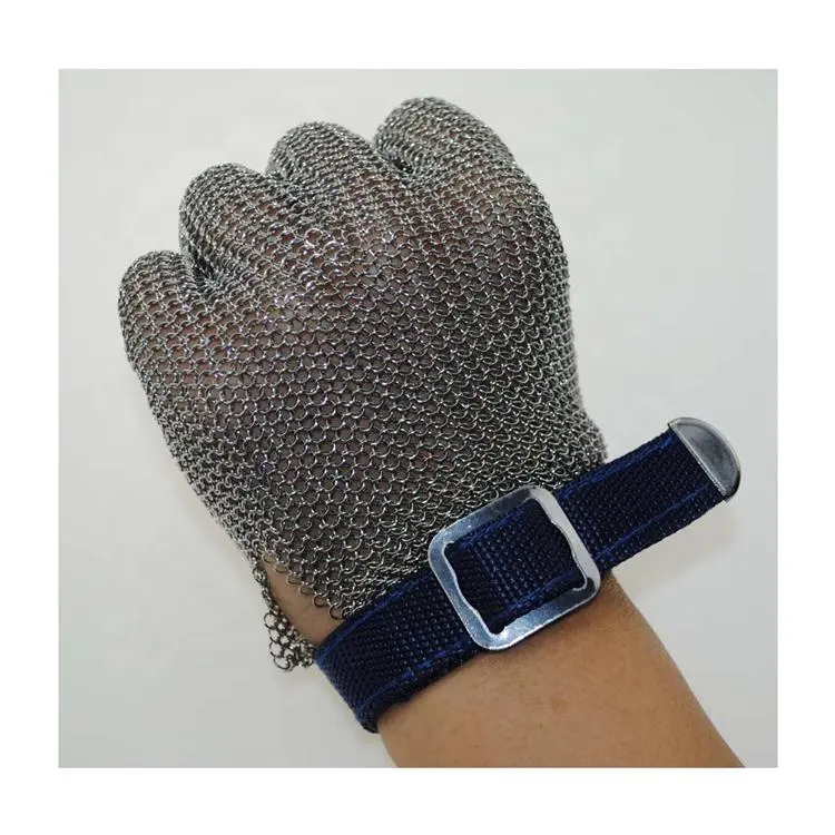 Food Grade 316L Brushed Stainless Steel Mesh Cut Resistant Chain Mail Gloves meat cut butcher gloves