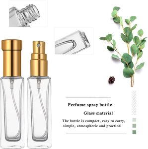 Flacon de parfum vide en gros, format poche, 10 ml, échantillons, atomiseur de parfum 10 ml, flacon en verre carré format voyage, vaporisateur de parfum fin - Product Image 4