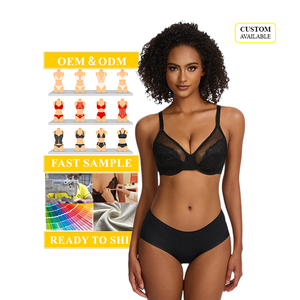 Soutien-gorge grande taille pour femmes Sexy Lace Breast Lift Solid Wire-Free Lace Bra - Product Image 1