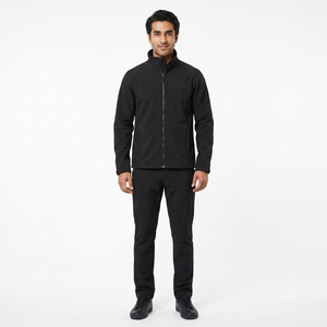 New Custom Design Autumn Men's 100% Cotton <b>Canvas</b> Waterproof Soft Shell Hooded Stand Collar Zip-Up Jacket with Front Logo - Product Image 1