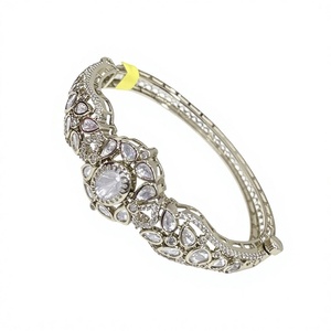 Gold Plated <b>Crystal</b> Cuff <b>Bracelet</b> Women's Floral Design Wedding Party Jewelry Rhinestone Bezel Setting Romantic Style - Product Image 2