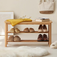 Meuble à chaussures en chêne massif, armoire de rangement multicouche, organisateur de chaussures moderne, banc de rangement pour entrée de salon et hall d'entrée