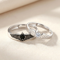 Bague Zircon Aile d'Ange/Démon ZG, Légère et Gaufrée, Bijou Fantaisie Gothique Tendance